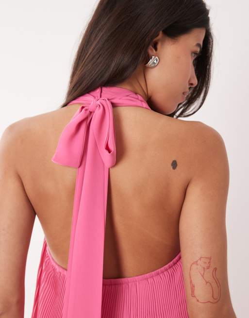 Gina Tricot – Rosa, plisserad maxiklänning med halterneck, 4 av 4