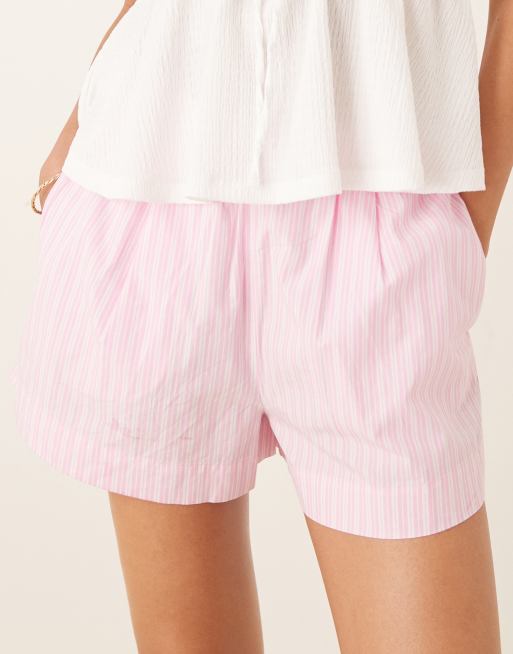 Gina Tricot – Rosa, randiga shorts i bomullspoplin, 4 av 5