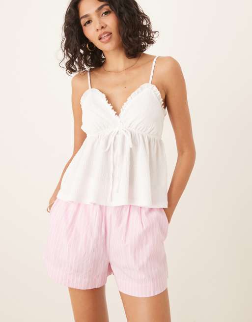 Gina Tricot – Rosa, randiga shorts i bomullspoplin, 5 av 5