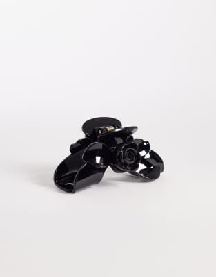 Gina Tricot rose detail hair claw clip in black
