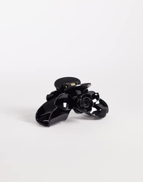 Gina Tricot rose detail hair claw clip in black - view 1
