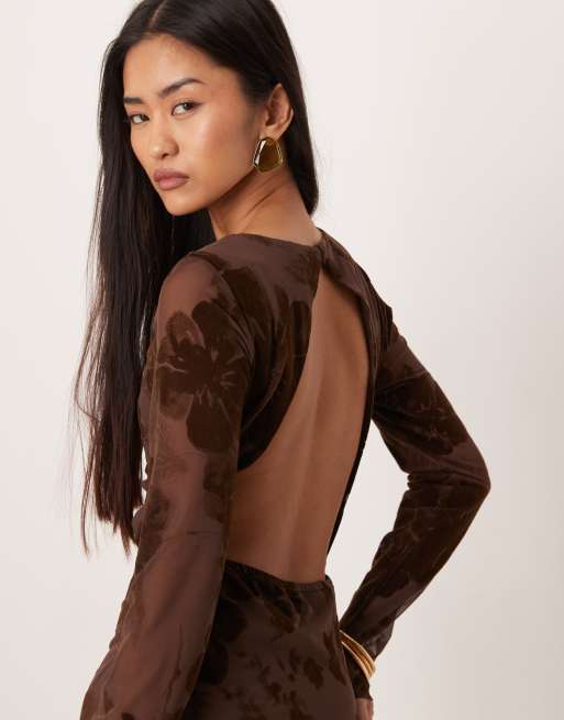 backless dress black Backless Glitter Mesh Mini Dress in Black main image 0