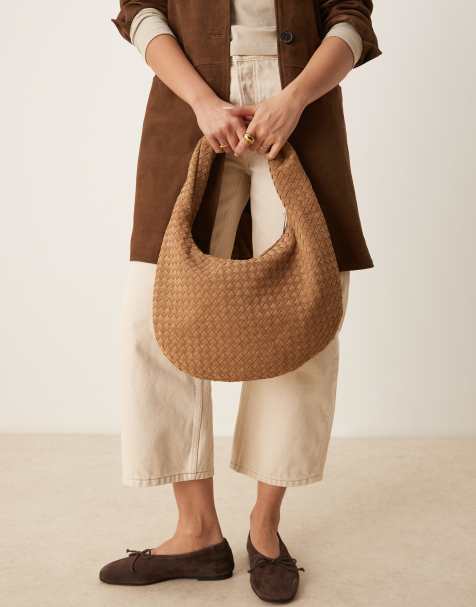 Gina Tricot - Sac porté épaule en daim synthétique tressé - Camel - view 1