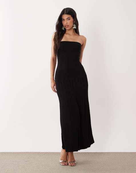 Gina Tricot – Schlauchkleid in Midilänge aus Strick in Schwarz - view 1