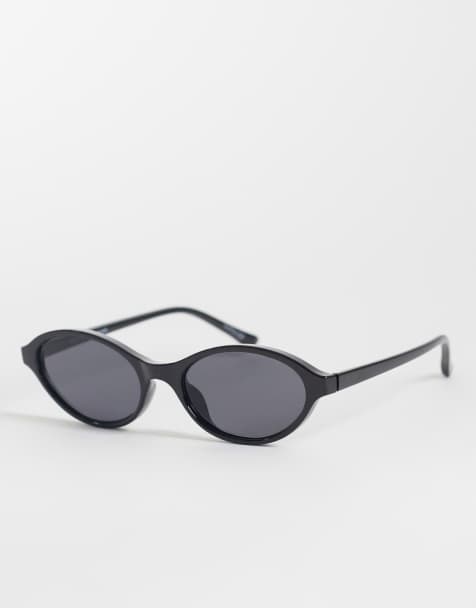 Gina Tricot – Schmale, ovale Sonnenbrille in Schwarz - view 1