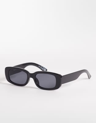Gina Tricot - Schmale, rechteckige Sonnenbrille in Schwarz
