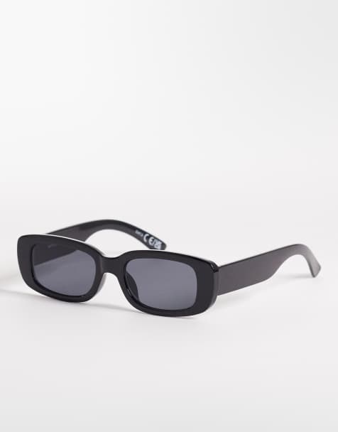 Gina Tricot – Schmale, rechteckige Sonnenbrille in Schwarz - view 1