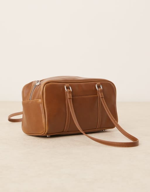 Gina Tricot – Schultertasche in Beige im Bowling-Stil