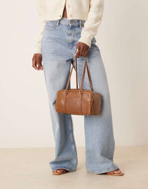 Gina Tricot – Schultertasche in Beige im Bowling-Stil
