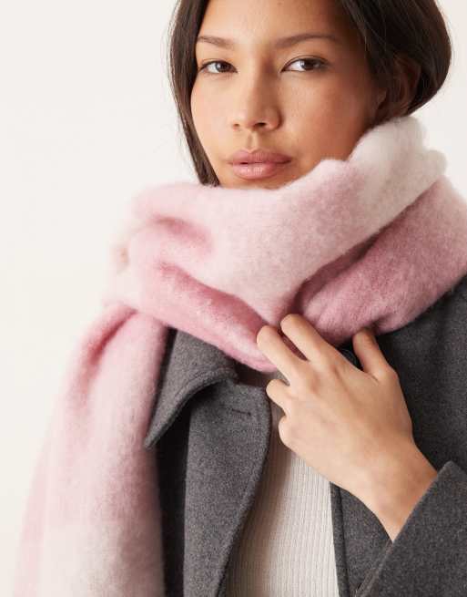 Gina Tricot - Sciarpa morbida e spessa rosa a quadri, 3 di 3