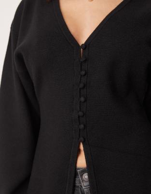 トップス andequal unique button knit cardigan AKA | Black Cardigan – Pink and Unique