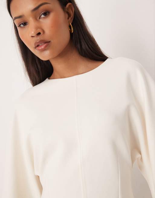 Gina Tricot sculpted sweater in cream, 3 of 4