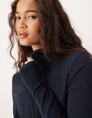 Gina Tricot Sculpting Zip Up Athletic Jacket In Blue