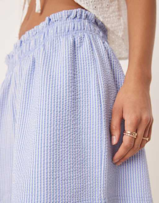 Gina Tricot seersucker shorts in blue plaid