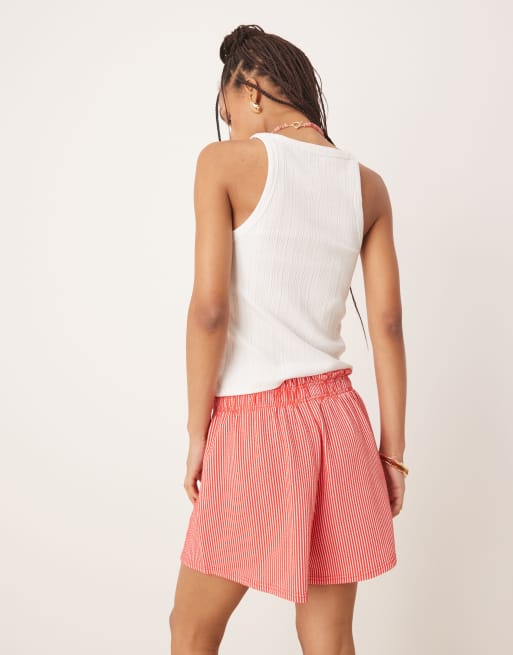 Gina Tricot seersucker shorts in red check, 3 of 5