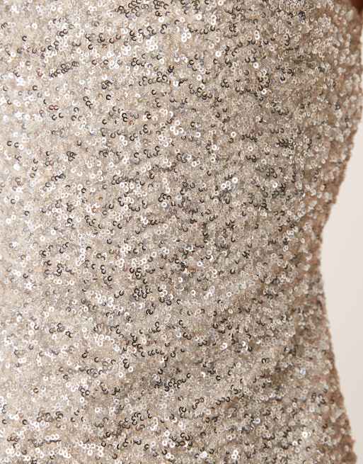 Gina Tricot sequin short square neck cami tank top in silver, 2 of 4