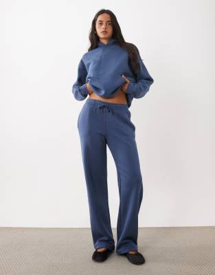 Gina Tricot Set Loose Fit Straight Leg Sweatpants In Blue
