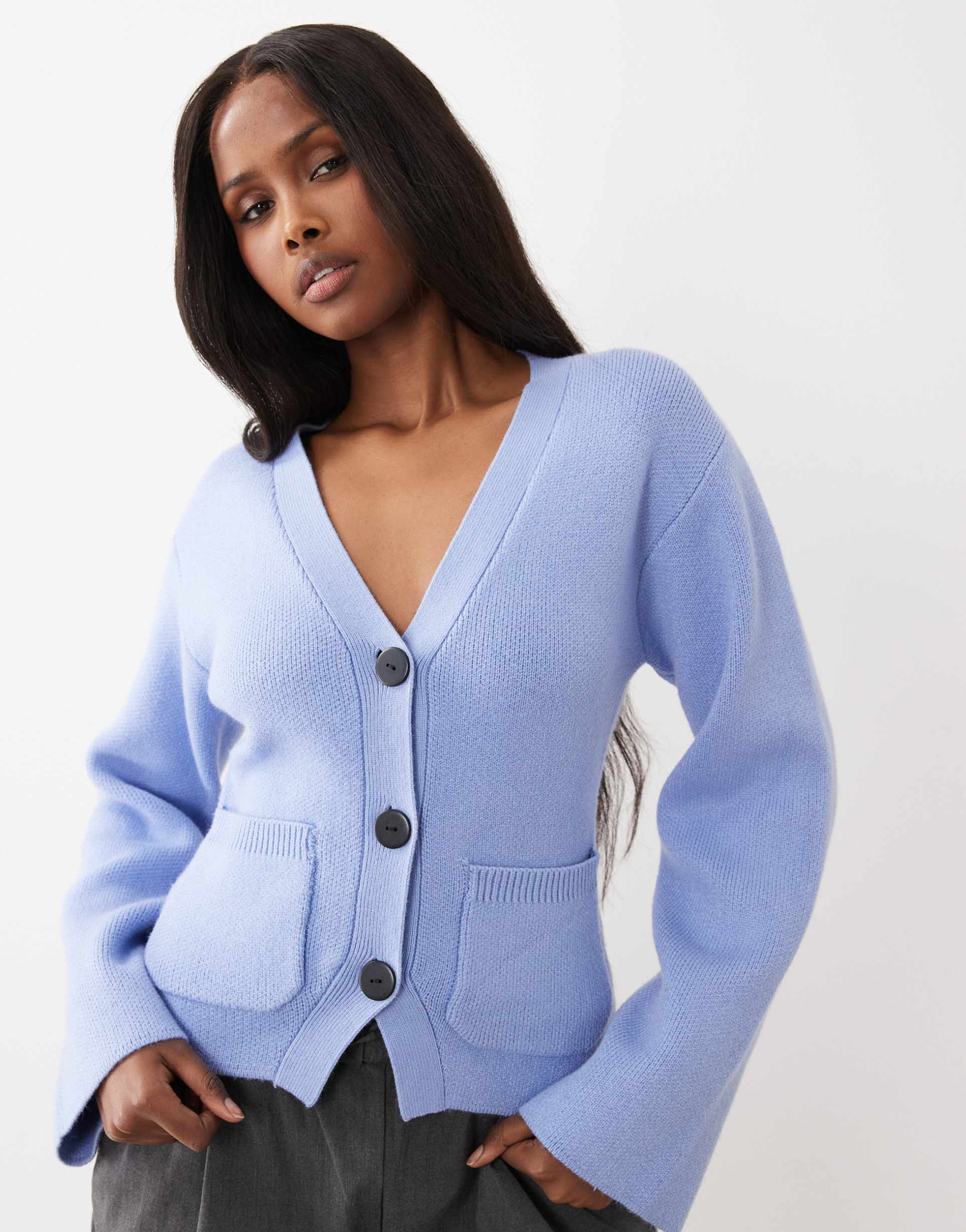 gina tricot shaped knit cardigan in blue