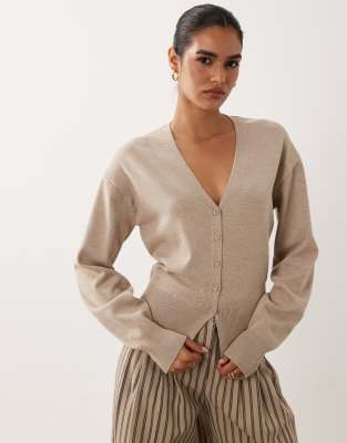 Gina Tricot Shaped Knit Cardigan In Gray