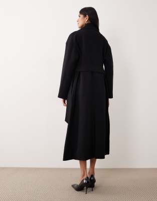 Gina Tricot Shawl Collar Long Midi Coat In Blue