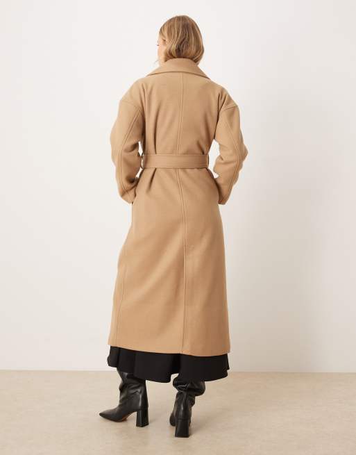 Gina Tricot shawl collar long midi coat in black, 2 of 4