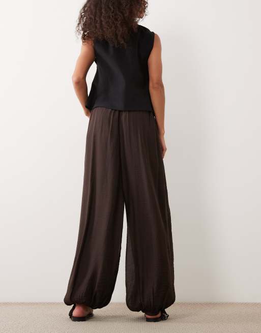 Gina Tricot sheer balloon pants in dark brown, 5 of 5