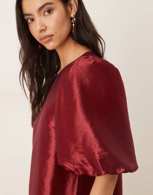 knee length dresses for ladies Marion red peplum-hem velvet mini dress main image 1