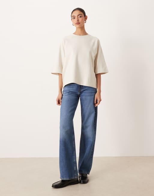 Gina Tricot short boxy t-shirt in off white, 2 of 4