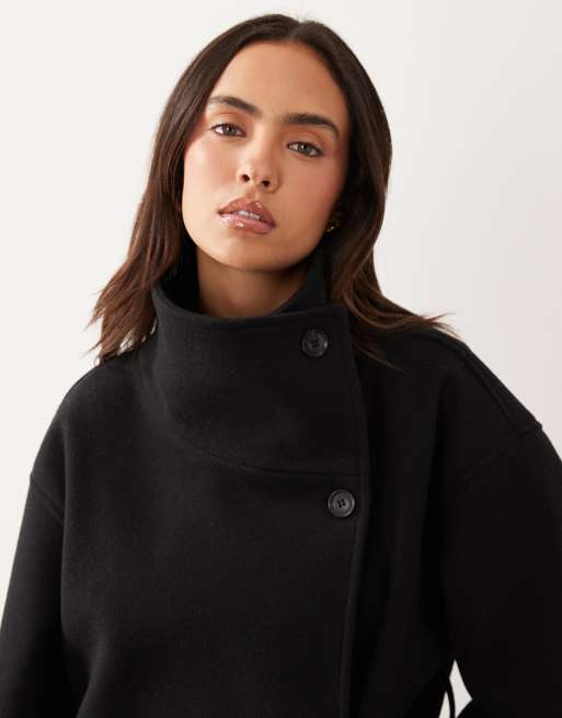 Gina Tricot short high funnel neck jacket with wool in black, 3 of 4