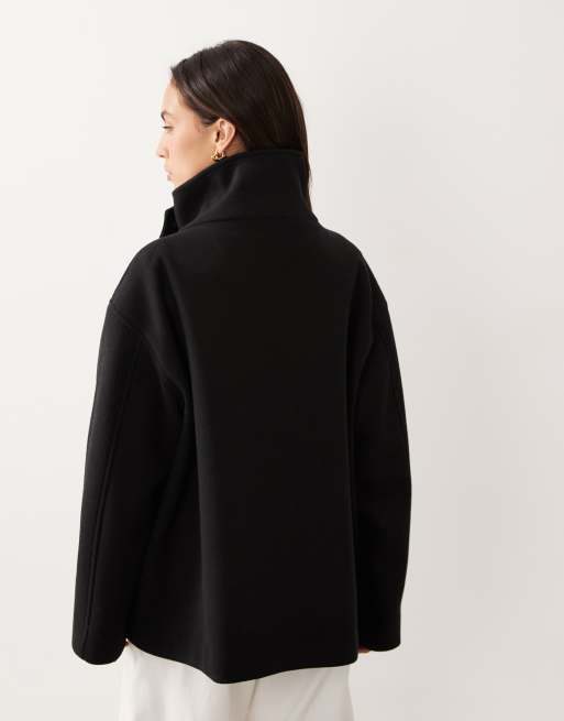 Gina Tricot short high funnel neck jacket with wool in black, 4 of 4