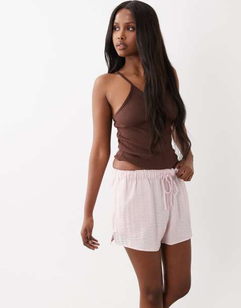 Gina Tricot - Short met trekkoord en elastische taille in wit - view 1
