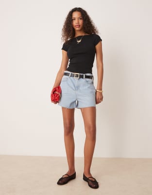 GINA TRICOT SHORT SLEEVE BOATNECK SLIM FIT RIB KNIT TOP 