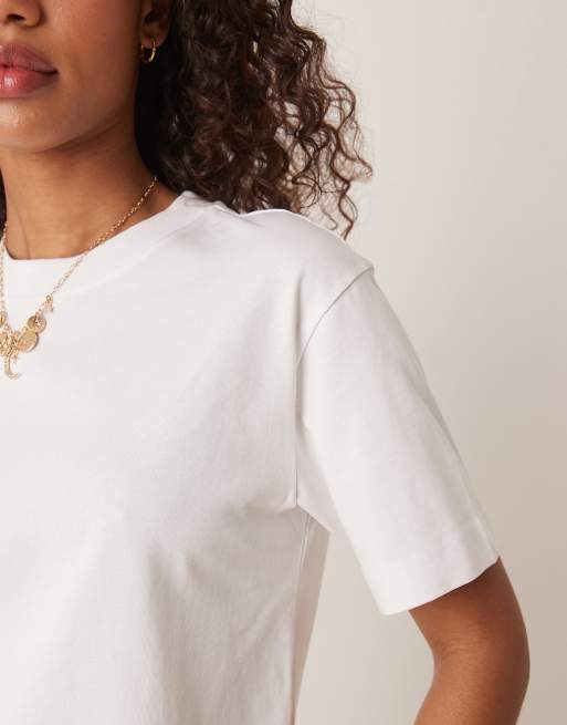 Gina Tricot short sleeve boxy t-shirt in white, 2 of 4