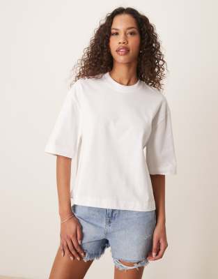 Gina Tricot Short Sleeve Boxy Tee In White