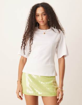 Gina Tricot Short Sleeve Crew Neck Fitted Sculpt Top