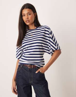 Gina Tricot Short Sleeve Fitted Top In Multi