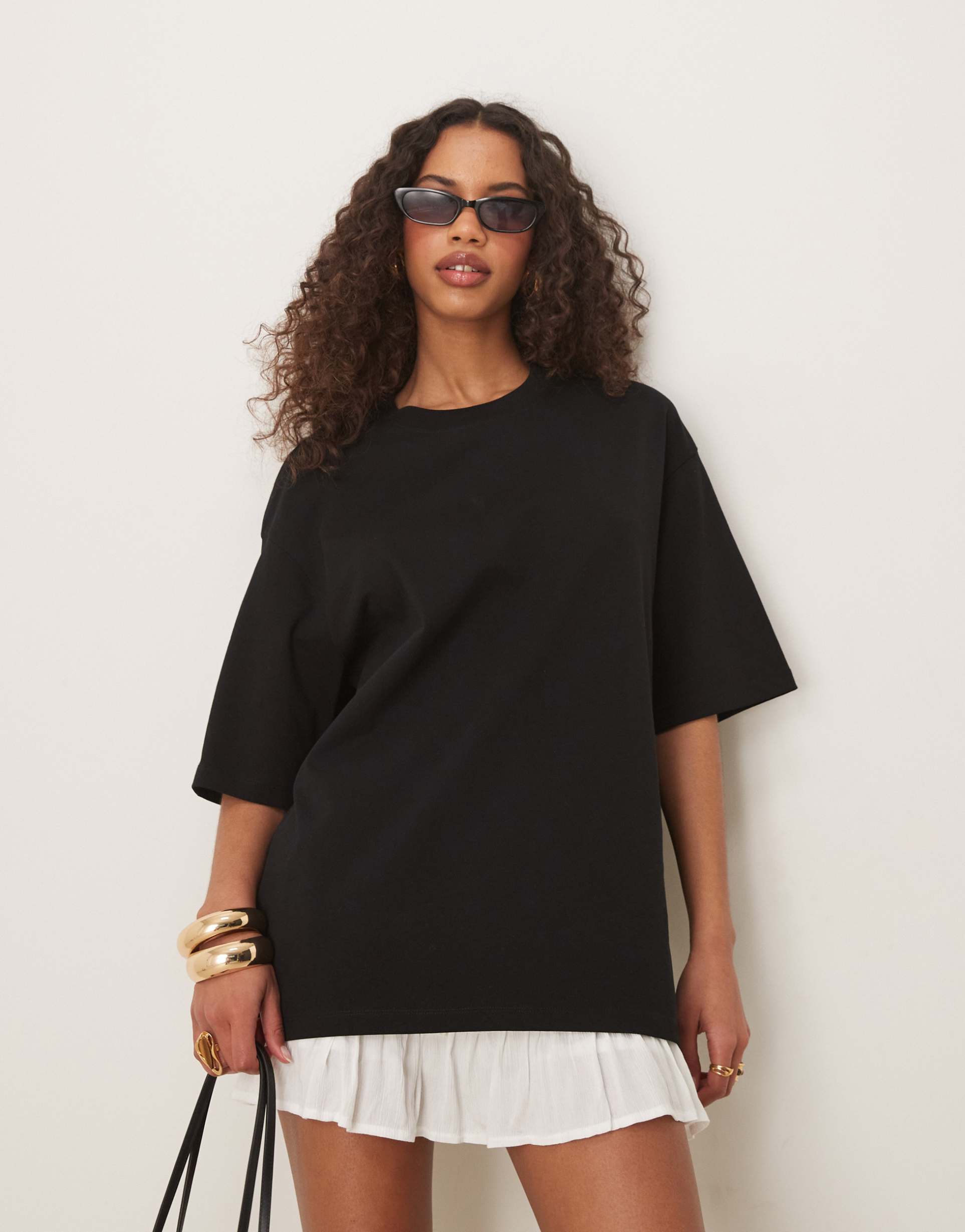gina tricot short sleeve oversized t-shirt in black