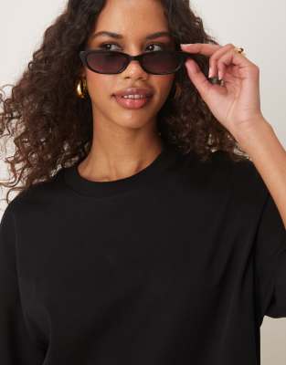 Gina Tricot short sleeve oversized t-shirt in black
