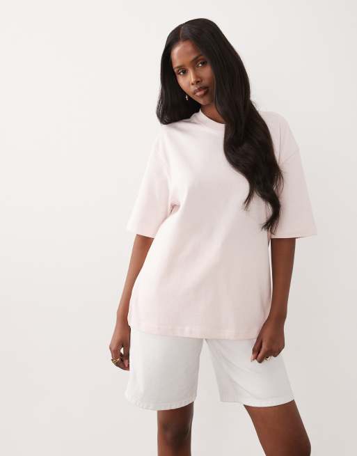 Gina Tricot short sleeve red 'Love letters from Paris' printed oversized tee in pink , 3 of 4