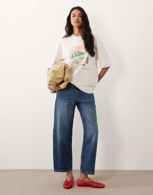 Gina Tricot short sleeve sainte maxime graphic oversized t-shirt in light pink, 2 of 4