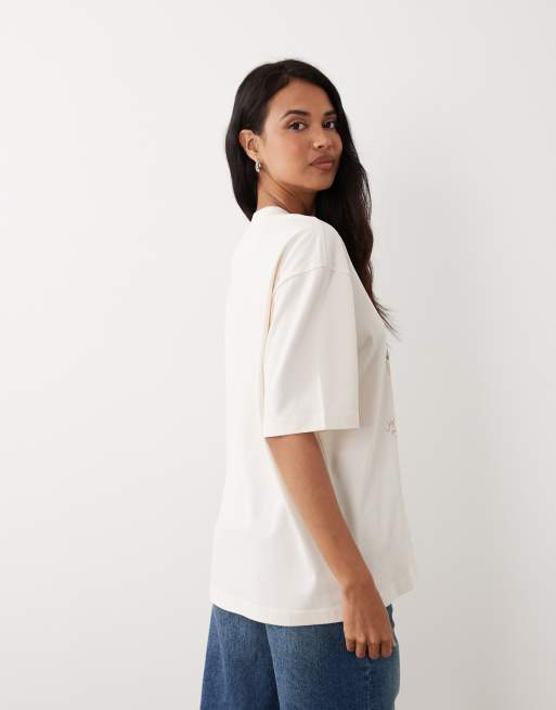 Gina Tricot short sleeve sainte maxime graphic oversized t-shirt in light pink, 4 of 4
