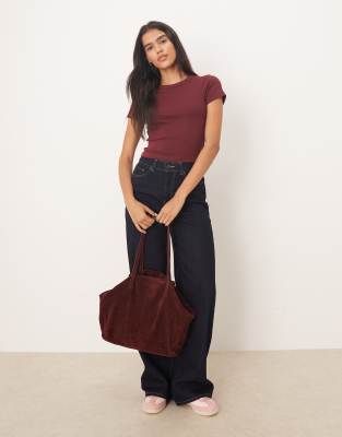 Gina Tricot Short Sleeve Slim Fit Top In Red