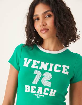 Gina Tricot Short Sleeve Slim Fit Venice Beach Print Tee