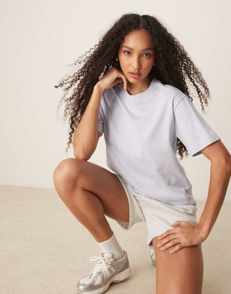 Gina Tricot short sleeve t-shirt in light blue - view 1