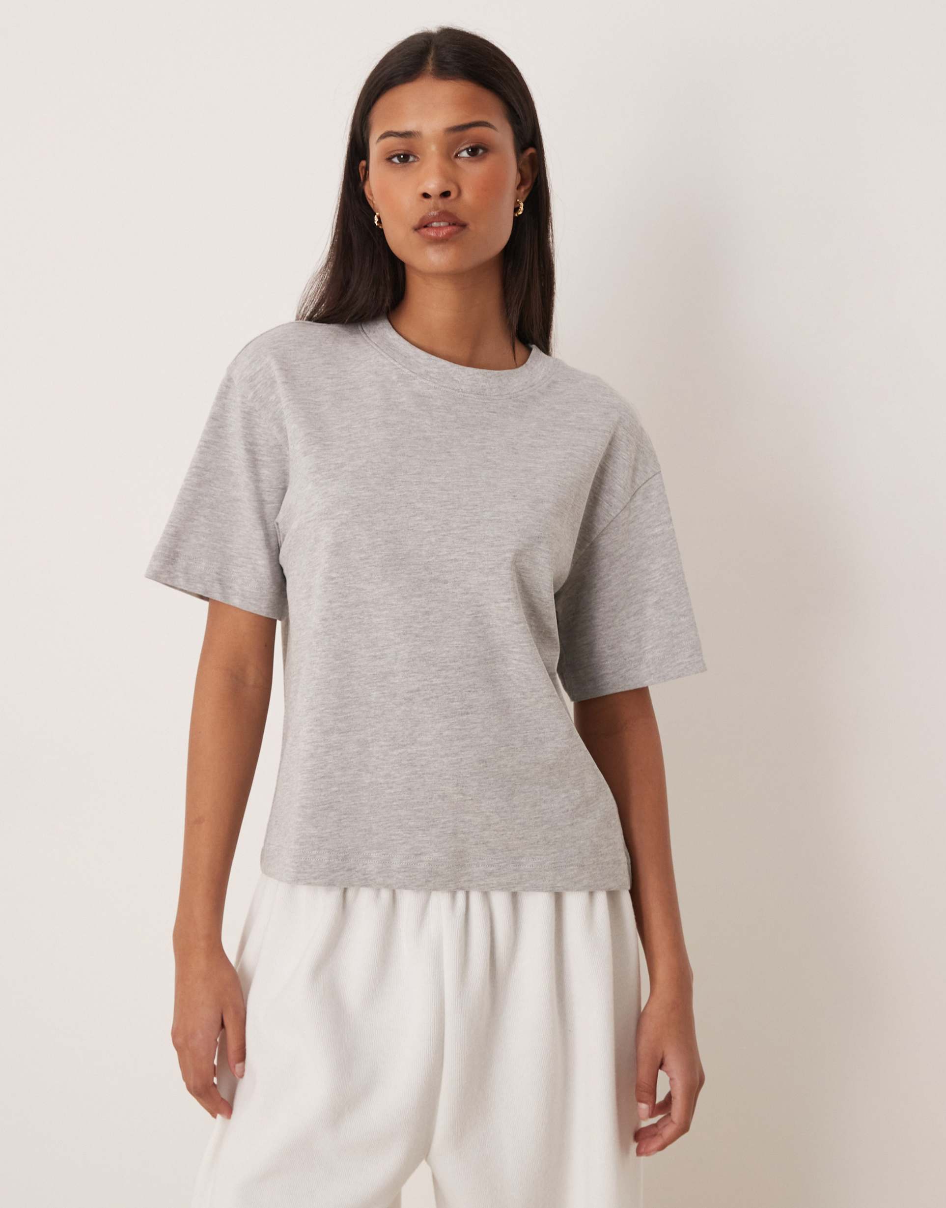 gina tricot short sleeve t-shirt in light heather gray