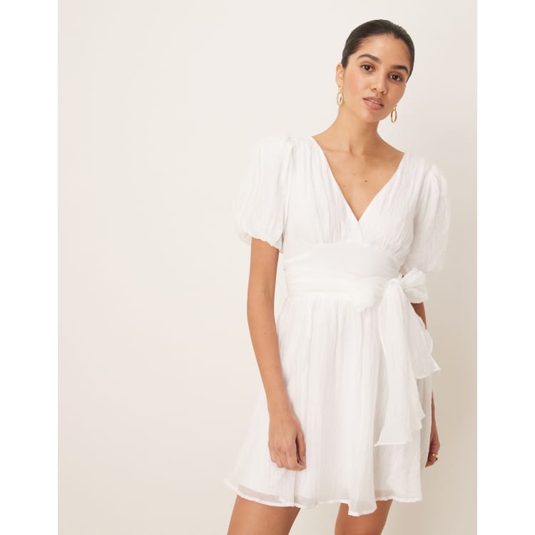 slim fit dress slacks Sunshine Days Double Bow Back Dress White L