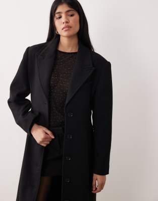 Gina Tricot Single Breasted Button Maxi Coat In Black
