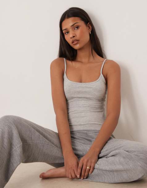 Gina Tricot singlet top in grey melange - view 1