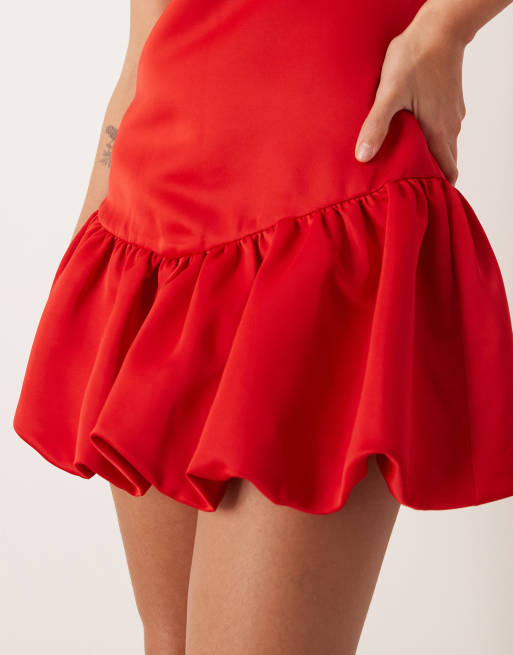 Gina Tricot sleeveless balloon mini dress in red, 3 of 4