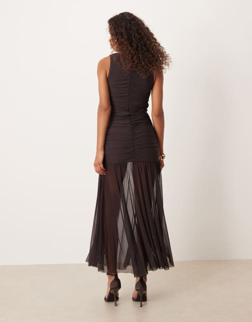 jina pleat waist midi dress Johanna Pleated Twill Midi Dress in Blush